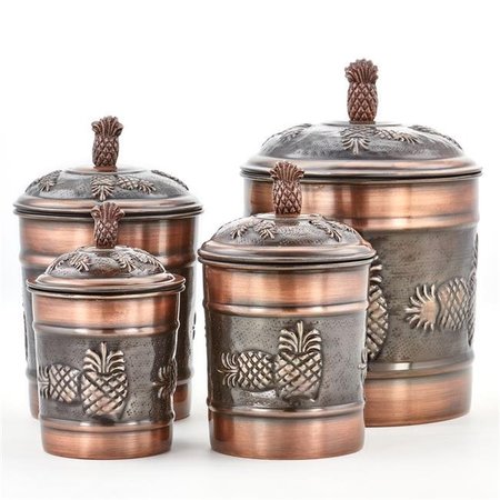 OLD DUTCH INTERNATIONAL Old Dutch International 590AC 1-4 qt. Pineapple Canister Set; Antique Copper - 4 Piece 590AC